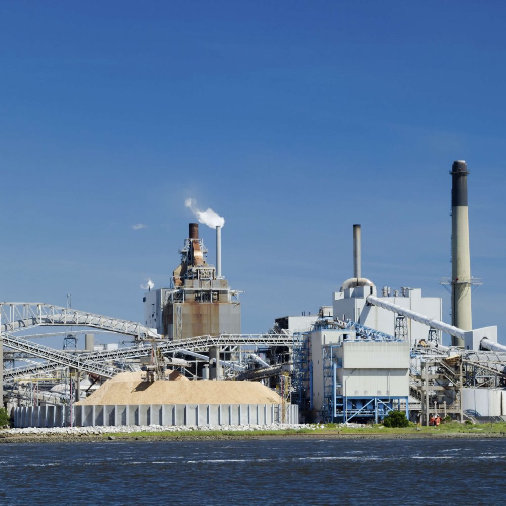 Industrial Paper Mill on a River